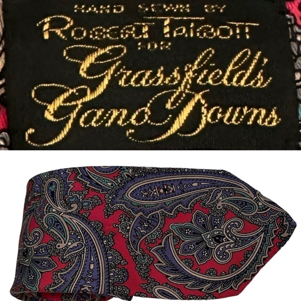 Robert Talbott Tie Italian Hand Painted Silk Paisley Red & Purple 56” x 3.5”